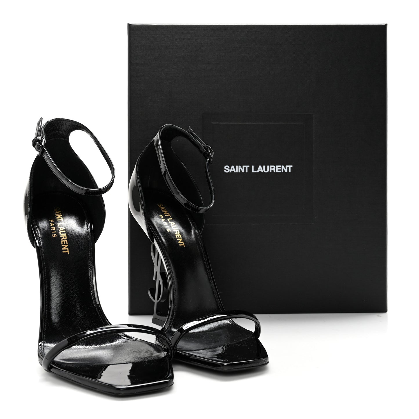 Patent Calfskin Opyum 110 Sandals 40.5 Black