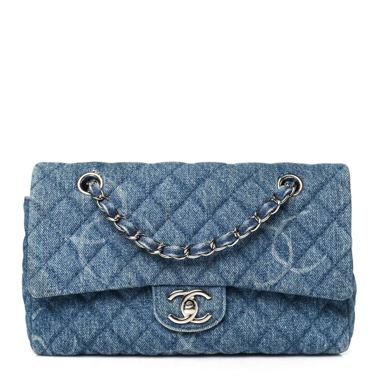 Chanel Denim Quilted CC Print Medium Single Flap Blue 1 of 10