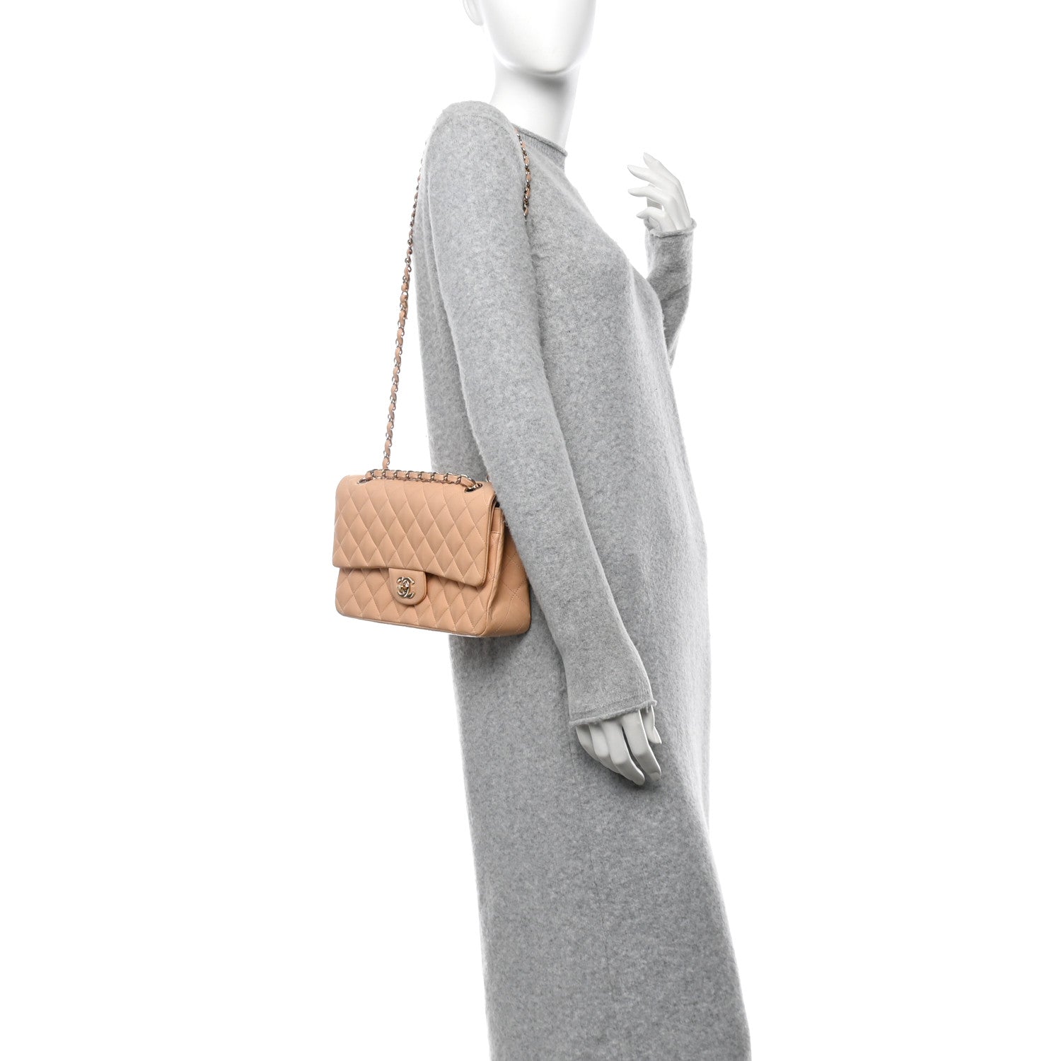 Chanel Lambskin Quilted Medium Double Flap Beige 2 of 11