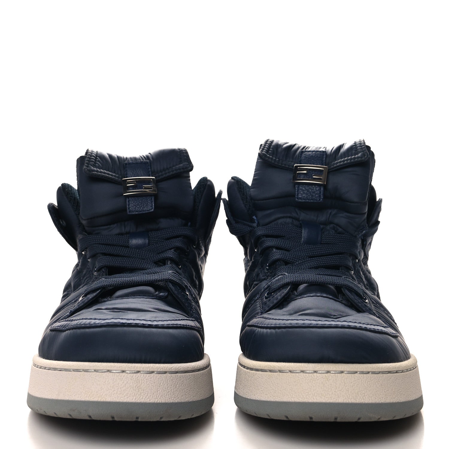 Fendi Nylon Mens Baguette Match High Top Sneakers 6 Blue Grey 3 of 9