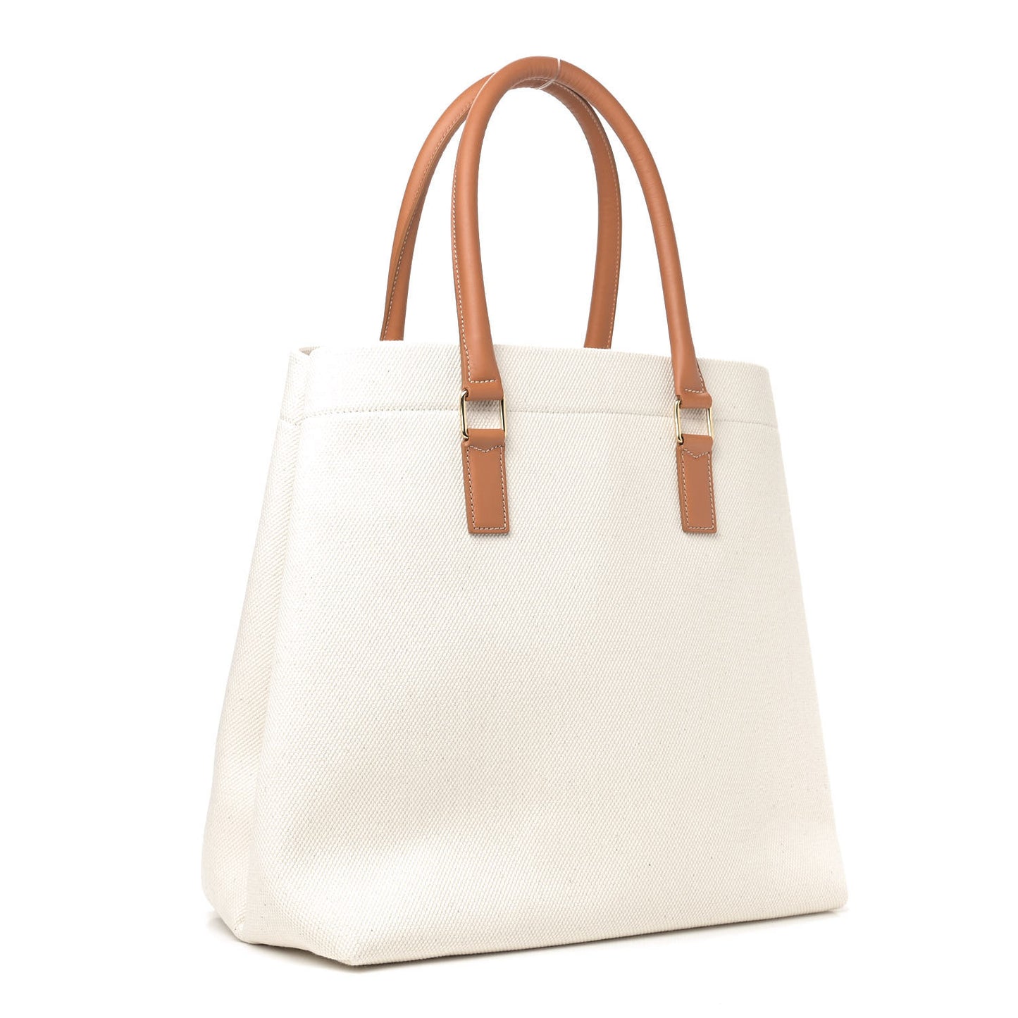 Canvas Calfskin Horizontal Cabas Natural Tan