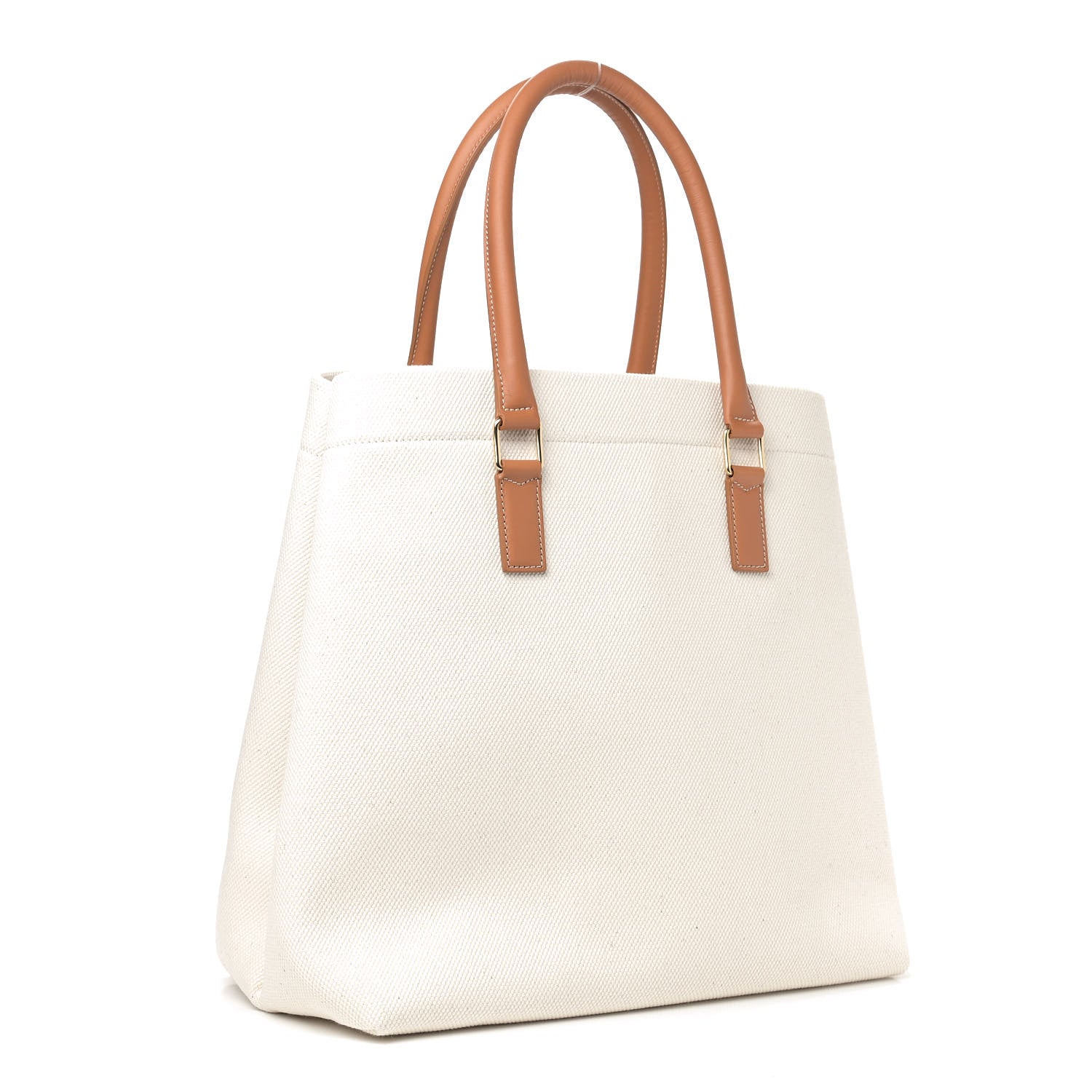 Celine Canvas Calfskin Horizontal Cabas Natural Tan 3 of 9