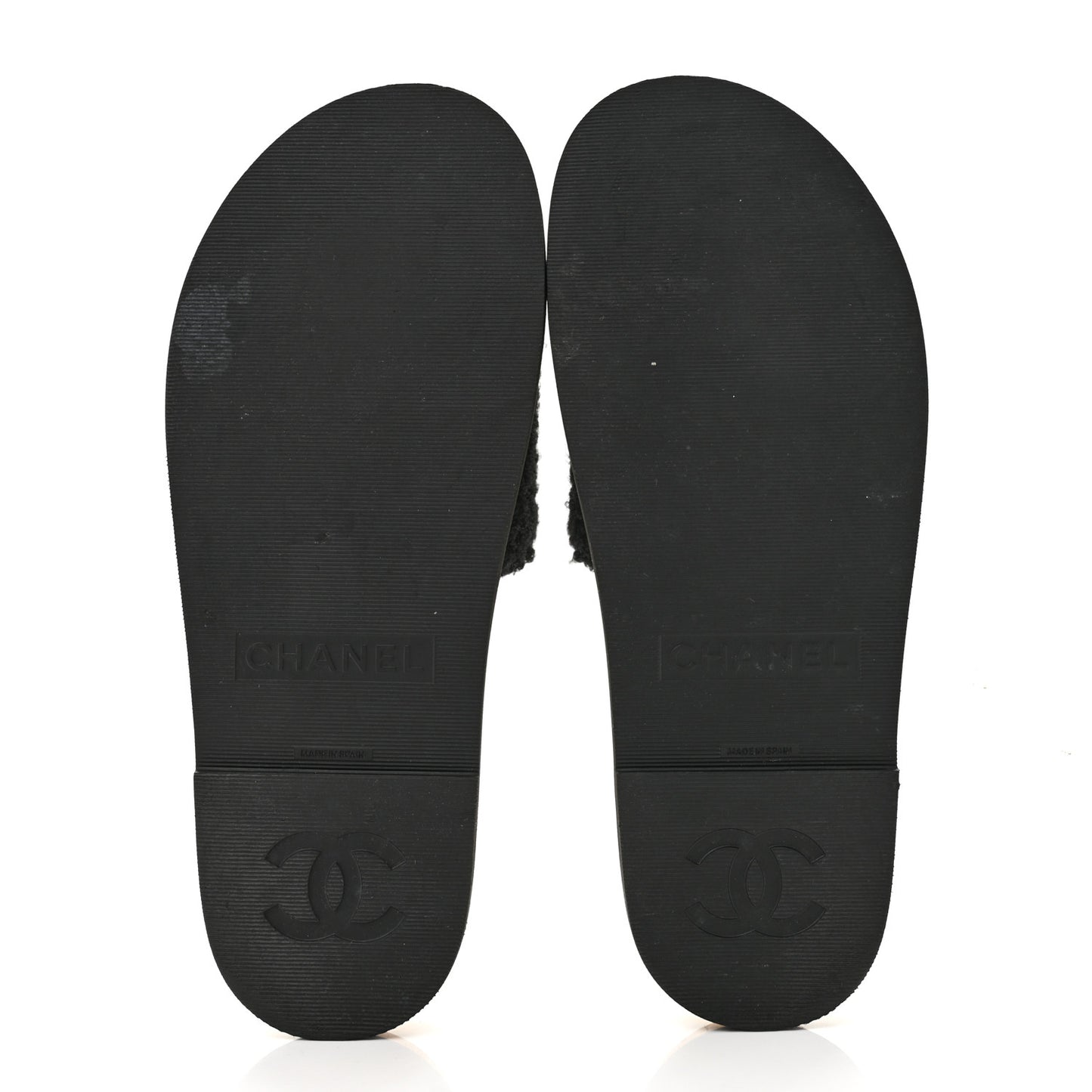 Fabric Pearl Cork CC Slip On Sandals 40 Black
