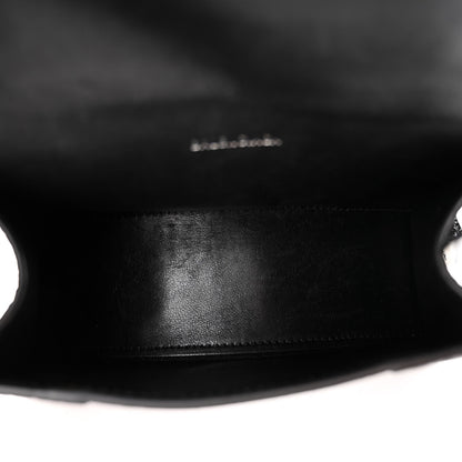 Balenciaga Shiny Calfskin Monochrome Crocodile Embossed Hourglass Top Handle Bag XS Black 5 of 9