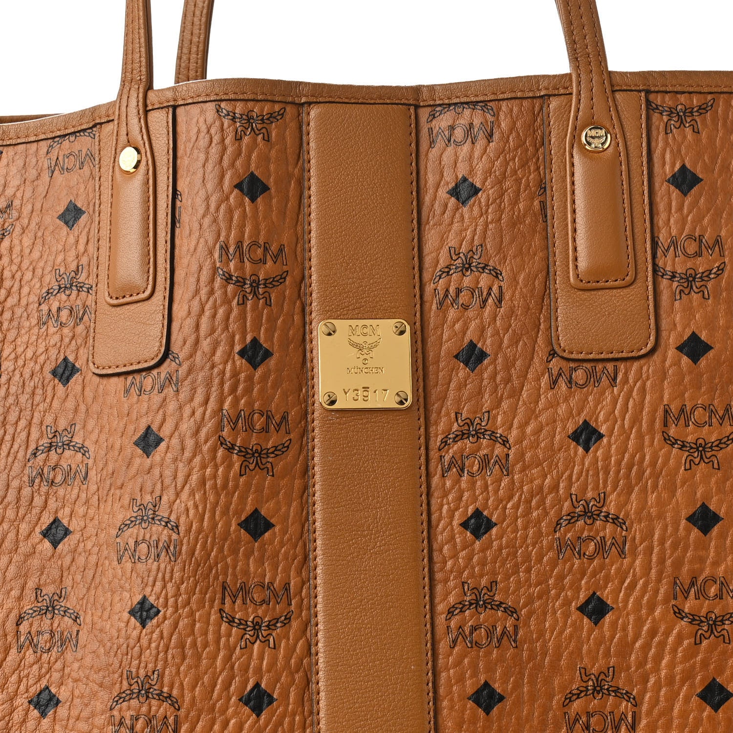 MCM Visetos Large Liz Reversible Shopper Tote Cognac 9 of 20