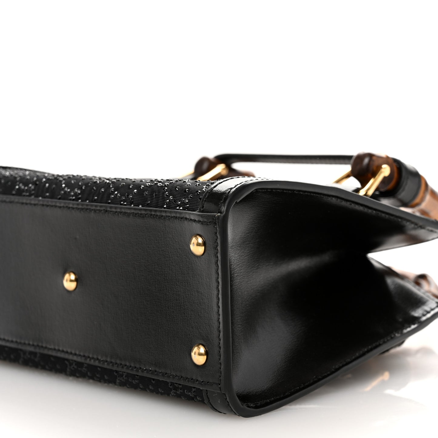 New Canvas Charisma Calfskin Crystal GG Monogram Mini Diana Tote Black