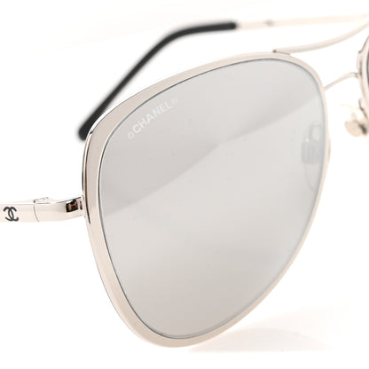 Chanel Mirrored Pilot Summer Sunglasses 4223 Silver 7 of 8