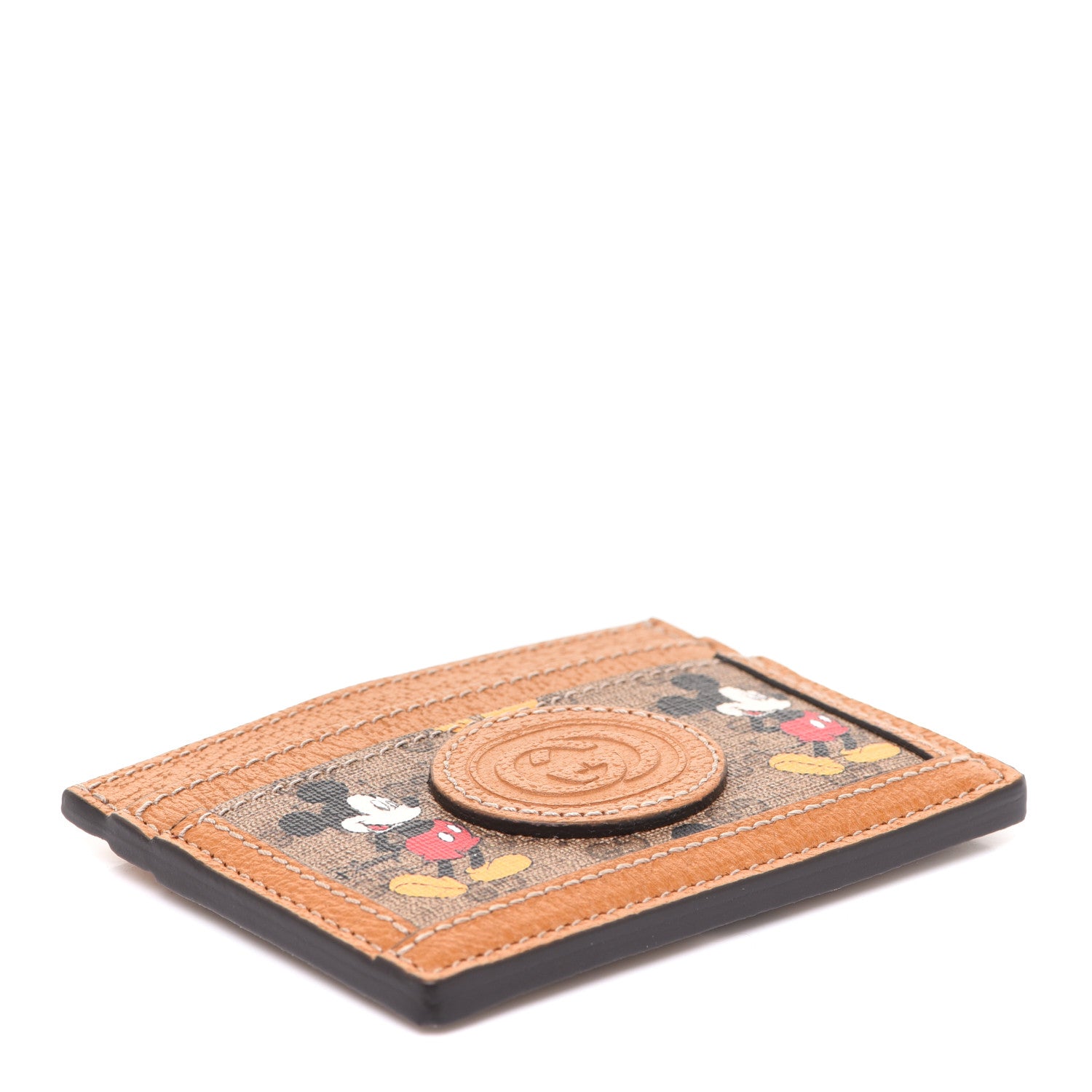Gucci X DISNEY Mini Vintage GG Supreme Monogram Mickey Mouse Card Holder Beige Vintage Sun Oil 4 of 6