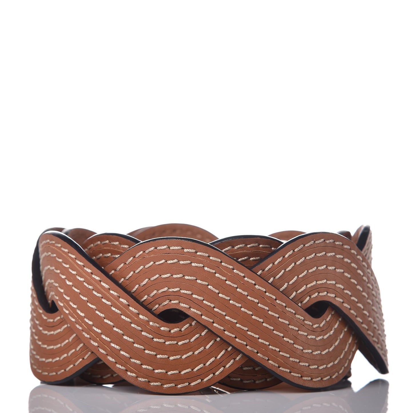 Calfskin Wavy Stitches Strap Tan