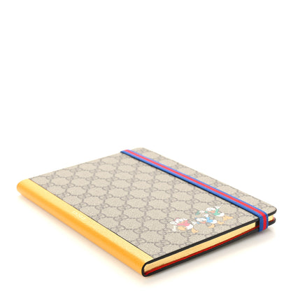 Gucci X DISNEY GG Supreme Monogram Textured Dollar Calfskin Donald Duck Notebook Beige Ebony Yellow 4 of 7
