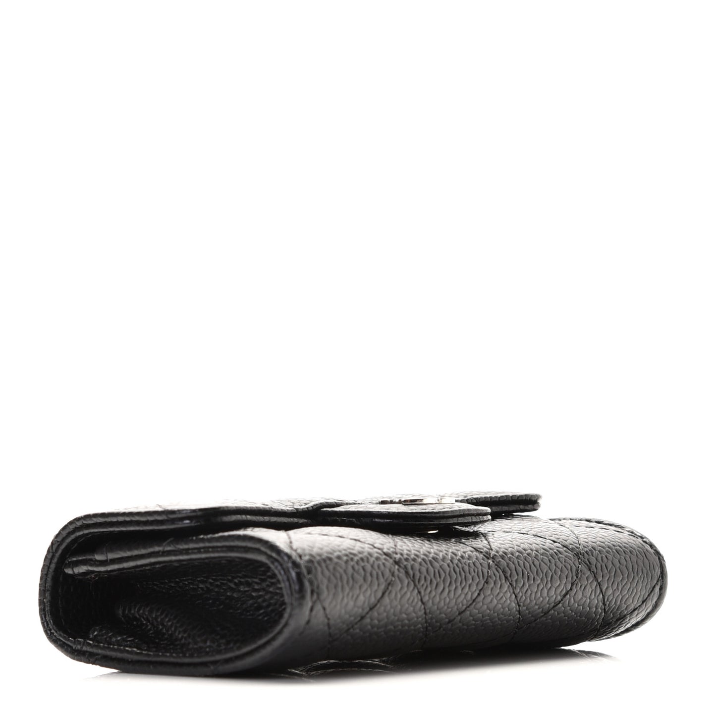 Caviar Quilted Flap Card Holder Black