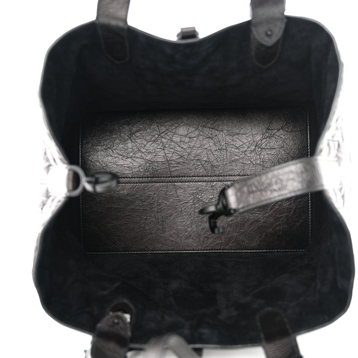 Crinkled Calfskin Macrocannage Small Toujours Black