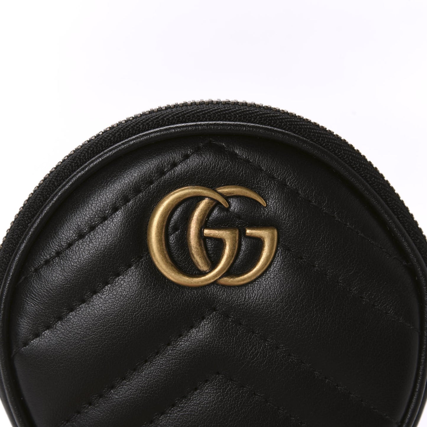 Calfskin Matelasse GG Marmont Round Mini Bag Black