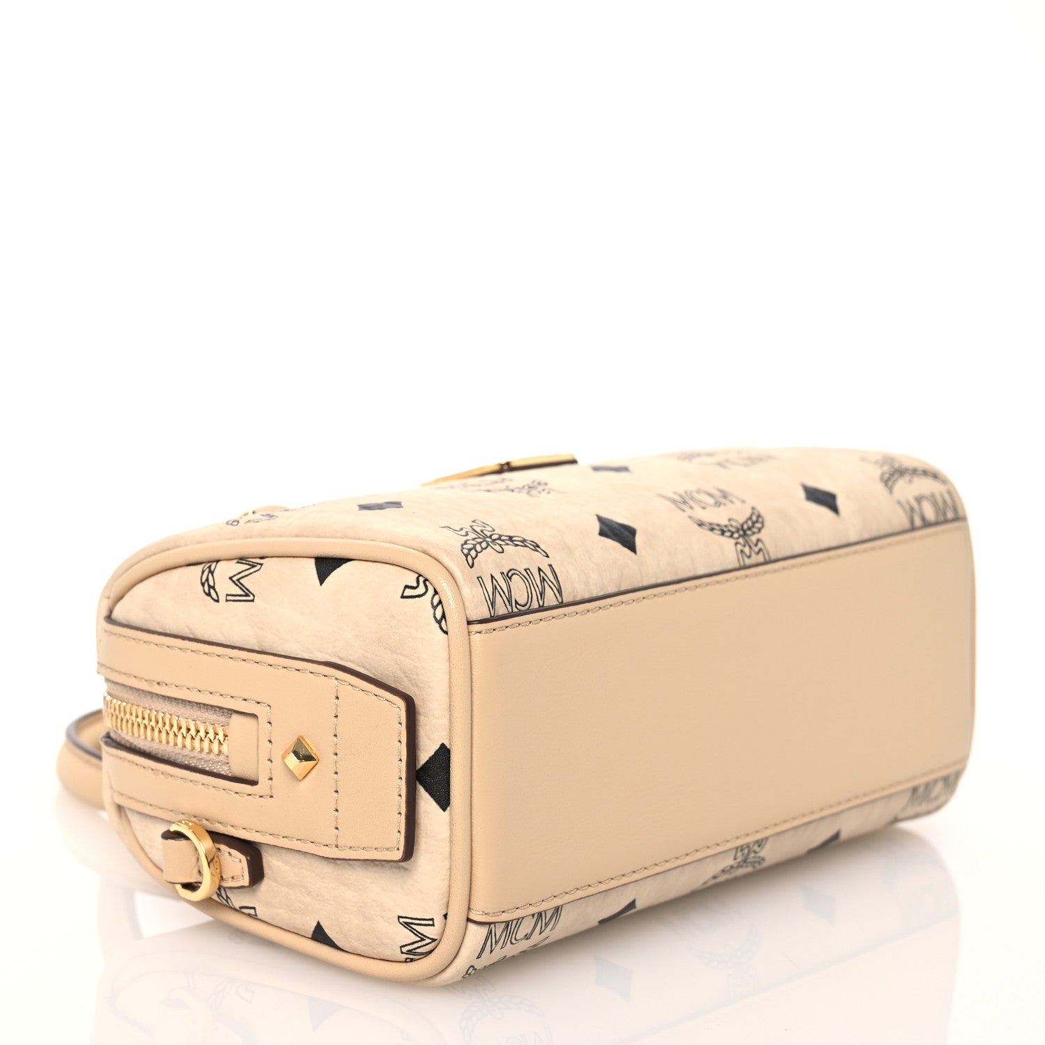 MCM Visetos Mini Boston Bag Beige 4 of 11