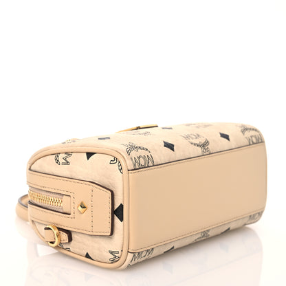MCM Visetos Mini Boston Bag Beige 4 of 11