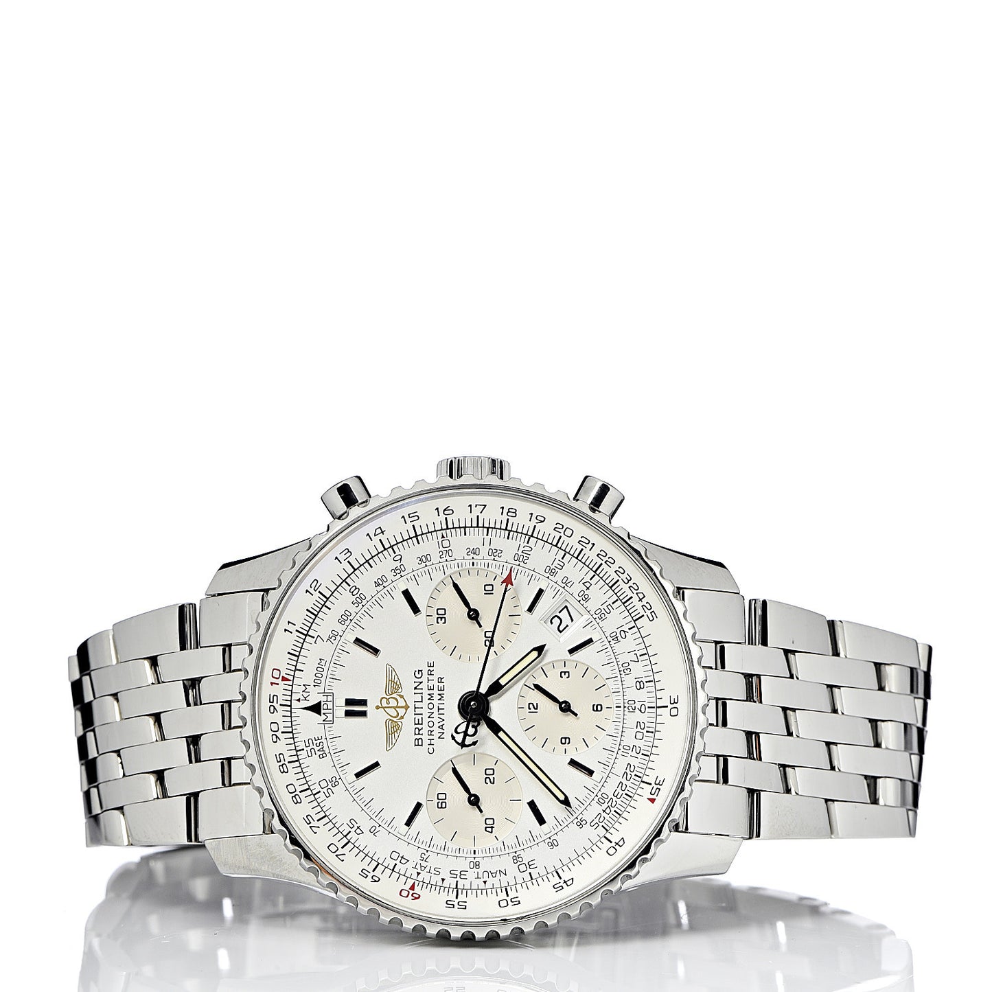 Stainless Steel 42mm Navitimer Chronograph Automatic Watch White A23322