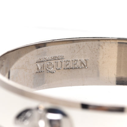 Alexander McQueen 3D Enamel Skull Box Bangle Bracelet White 4 of 5
