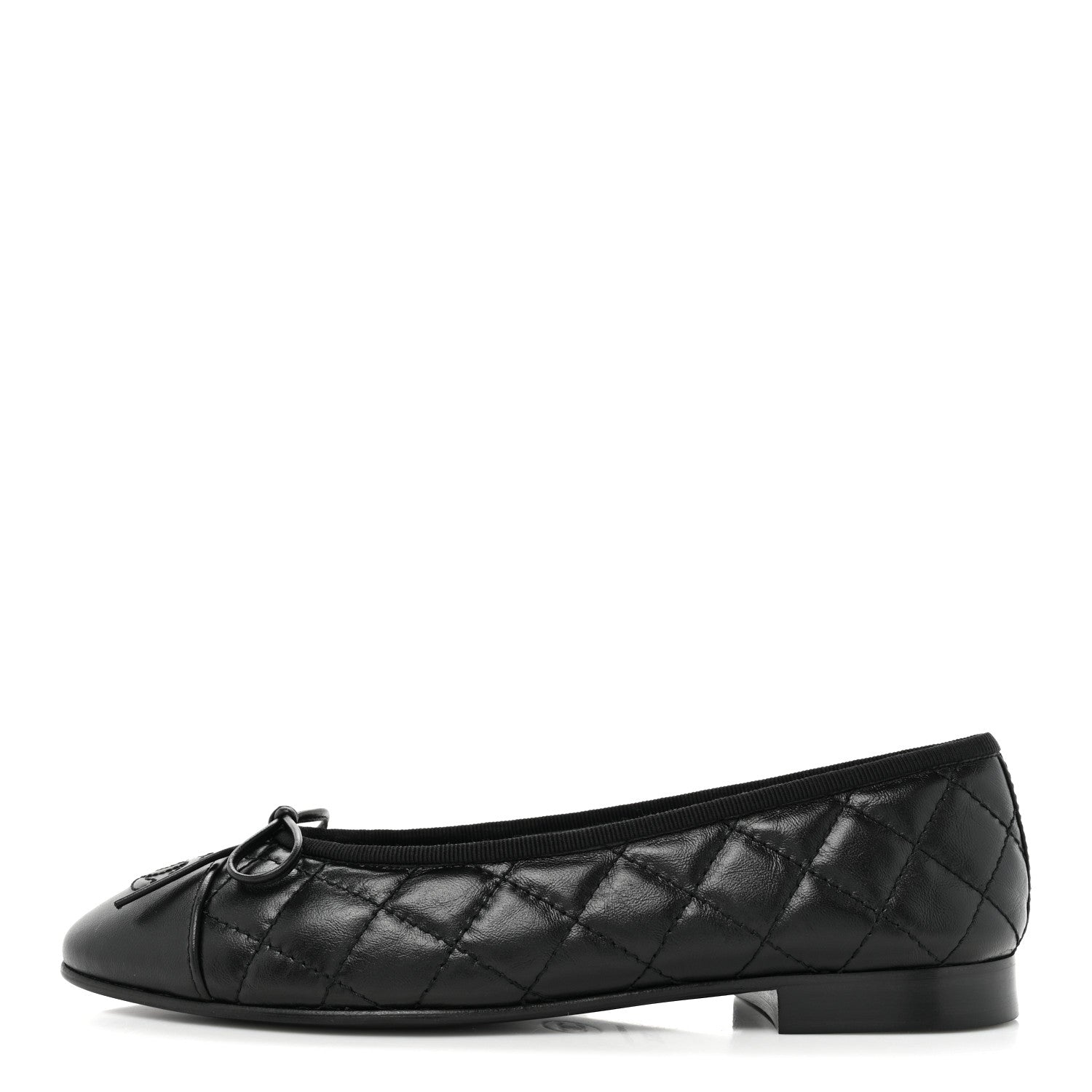 Chanel Aged Calfskin Quilted Cap Toe Ballerina Flats 36.5 Black 1 of 9
