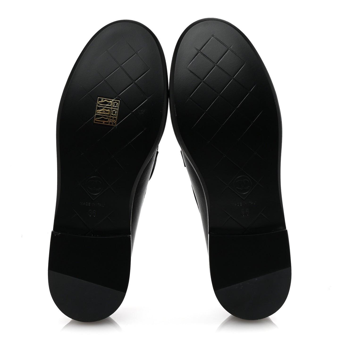 Lambskin Quilted CC Turnlock Loafers 36 Black