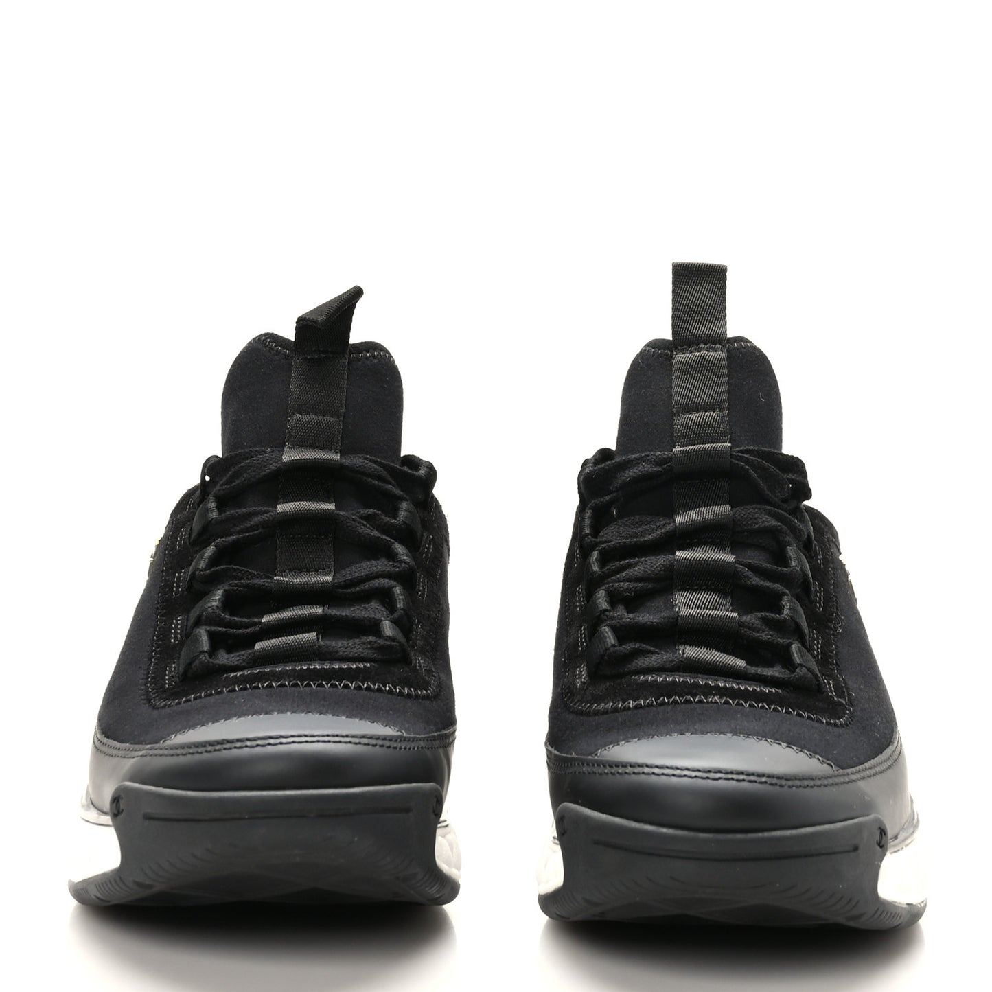 Velvet Calfskin Mixed Fibers CC Sneakers 40.5 Black