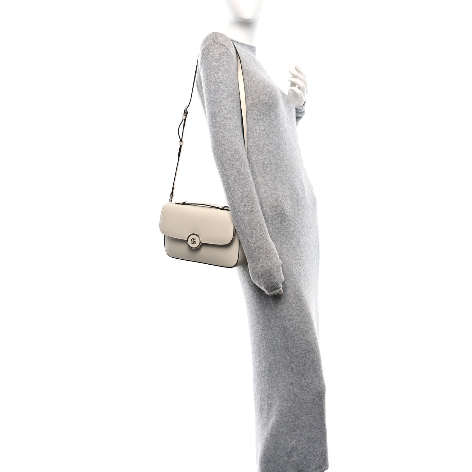Gucci Senna Calfskin Petite GG Top Handle Shoulder Bag Mystic White 3 of 10