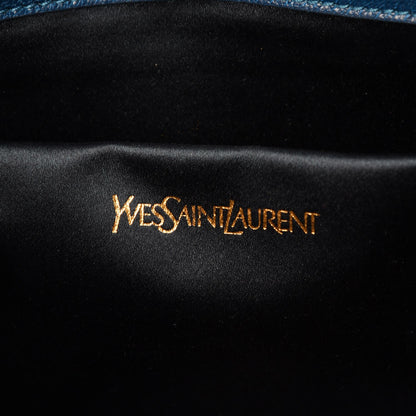 Saint Laurent Calfskin Large Belle De Jour Clutch Blue 6 of 8