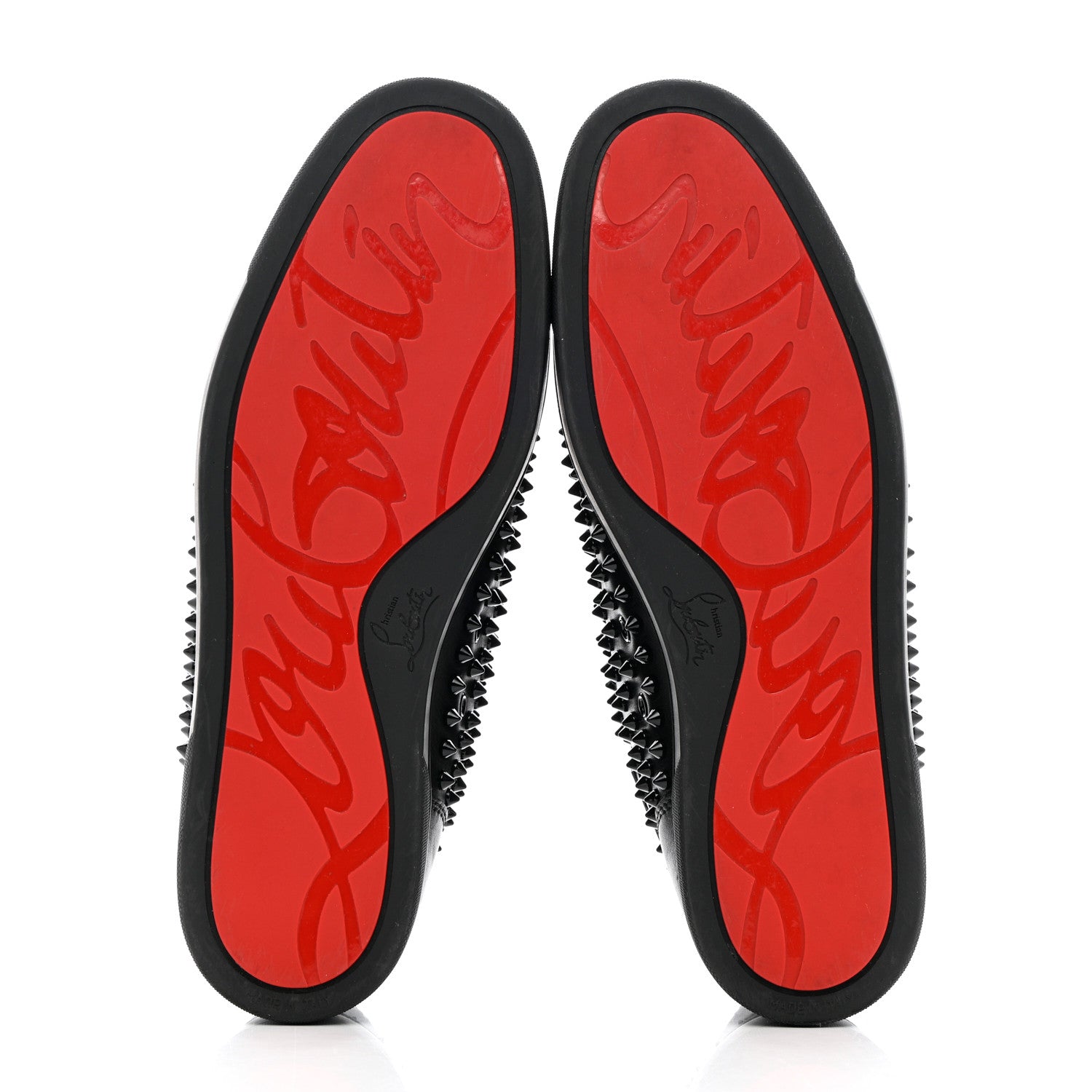 Christian Louboutin Calfskin Mens Louis Spikes Flat Sneakers 44.5 Black 5 of 14