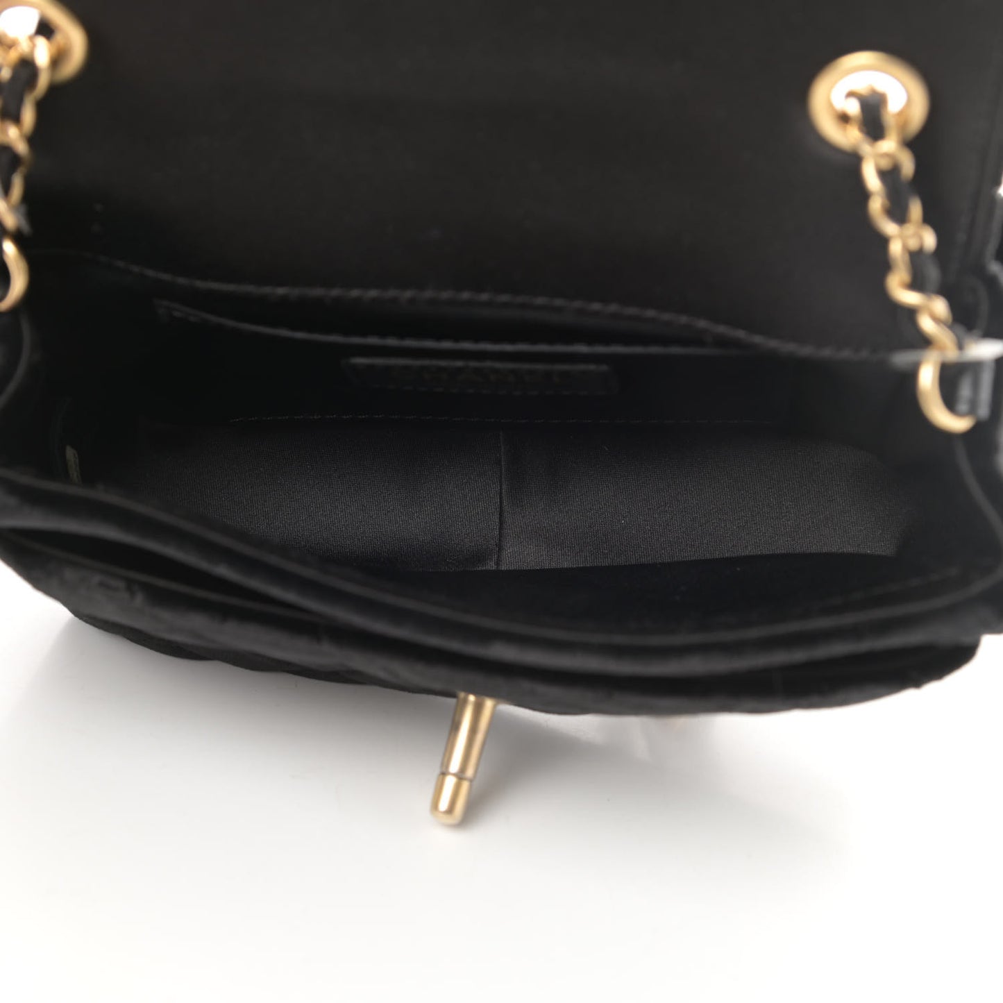 Velvet Quilted Small Camellia Flap Black
