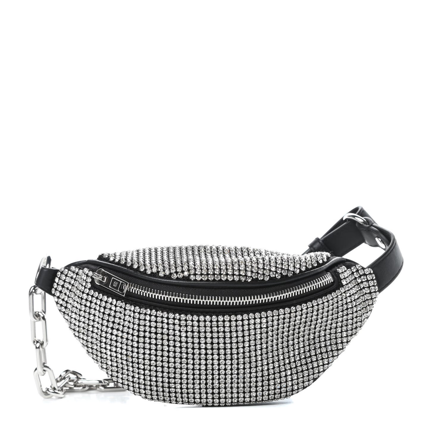 Rhinestone Mesh Mini Attica Belt Bag Black
