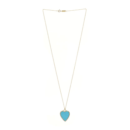 Jennifer Meyer 18K Yellow Gold Diamond Turquoise Heart Pendant Necklace 3 of 7