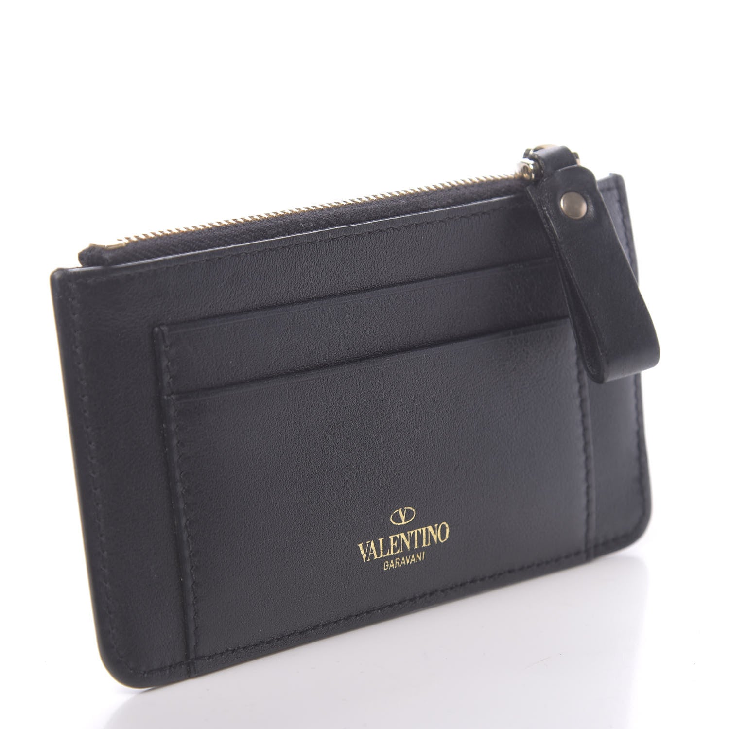 Valentino Garavani Vitello Rockstud Key Coin Case Card Holder Black 3 of 8