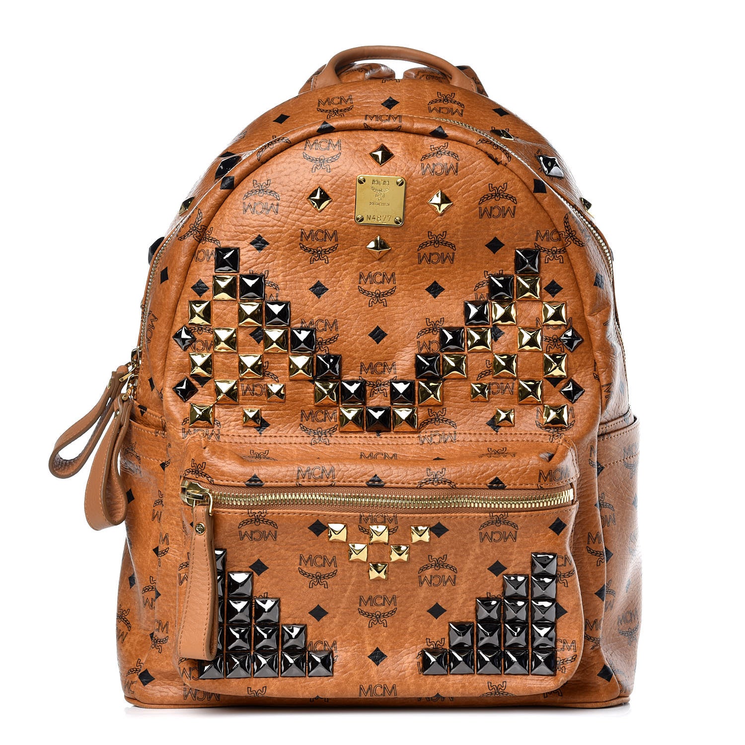 MCM Visetos Studded Medium Stark M Backpack Cognac 1 of 11