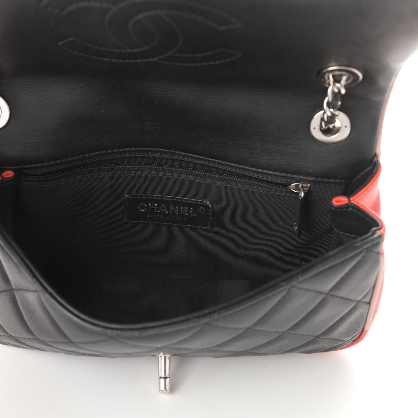 Lambskin Plexiglass Quilted Small Cuba Color Flap Black Multicolor