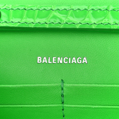 Balenciaga Shiny Calfskin Strass Crocodile Embossed Hourglass Chain Bag Fluo Green 6 of 10