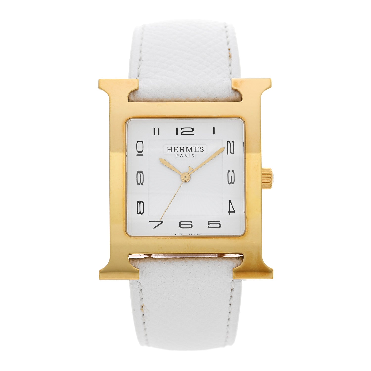 Hermes Stainless Steel Epsom 30.5mm Heure H Hour Quartz Watch Blanc 1 of 4