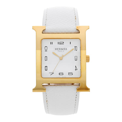 Hermes Stainless Steel Epsom 30.5mm Heure H Hour Quartz Watch Blanc 1 of 4