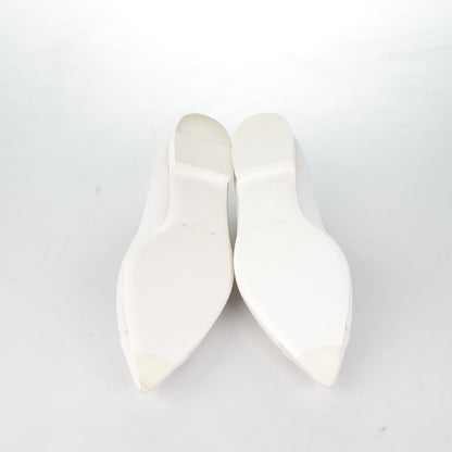 Chanel Crackled Calfskin CC Ballerina Flats 37.5 White 4 of 6