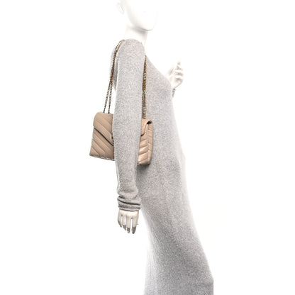 Saint Laurent Calfskin Y Quilted Monogram Small Loulou Chain Satchel Dark Beige 2 of 10