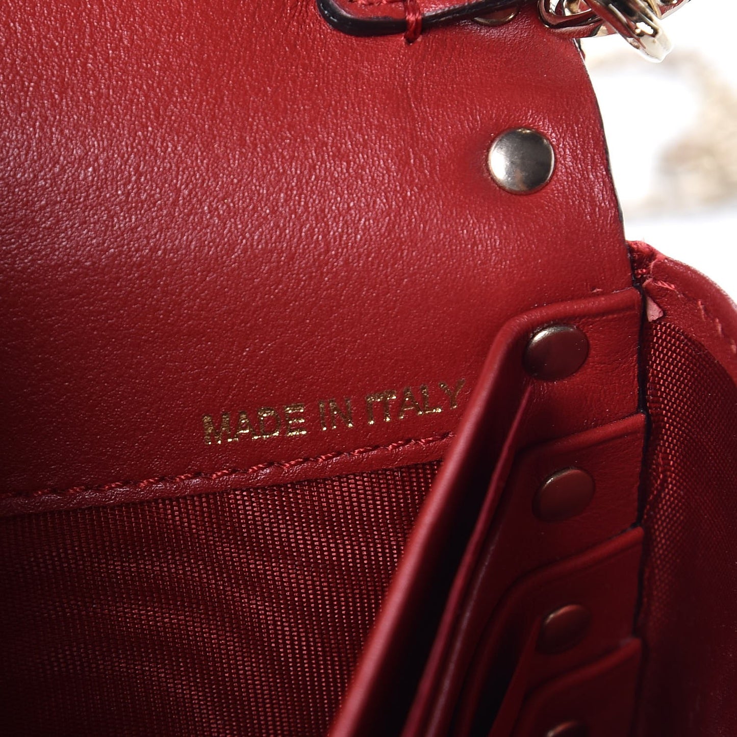 Vitello Small Rockstud Flap Wallet on Chain Red