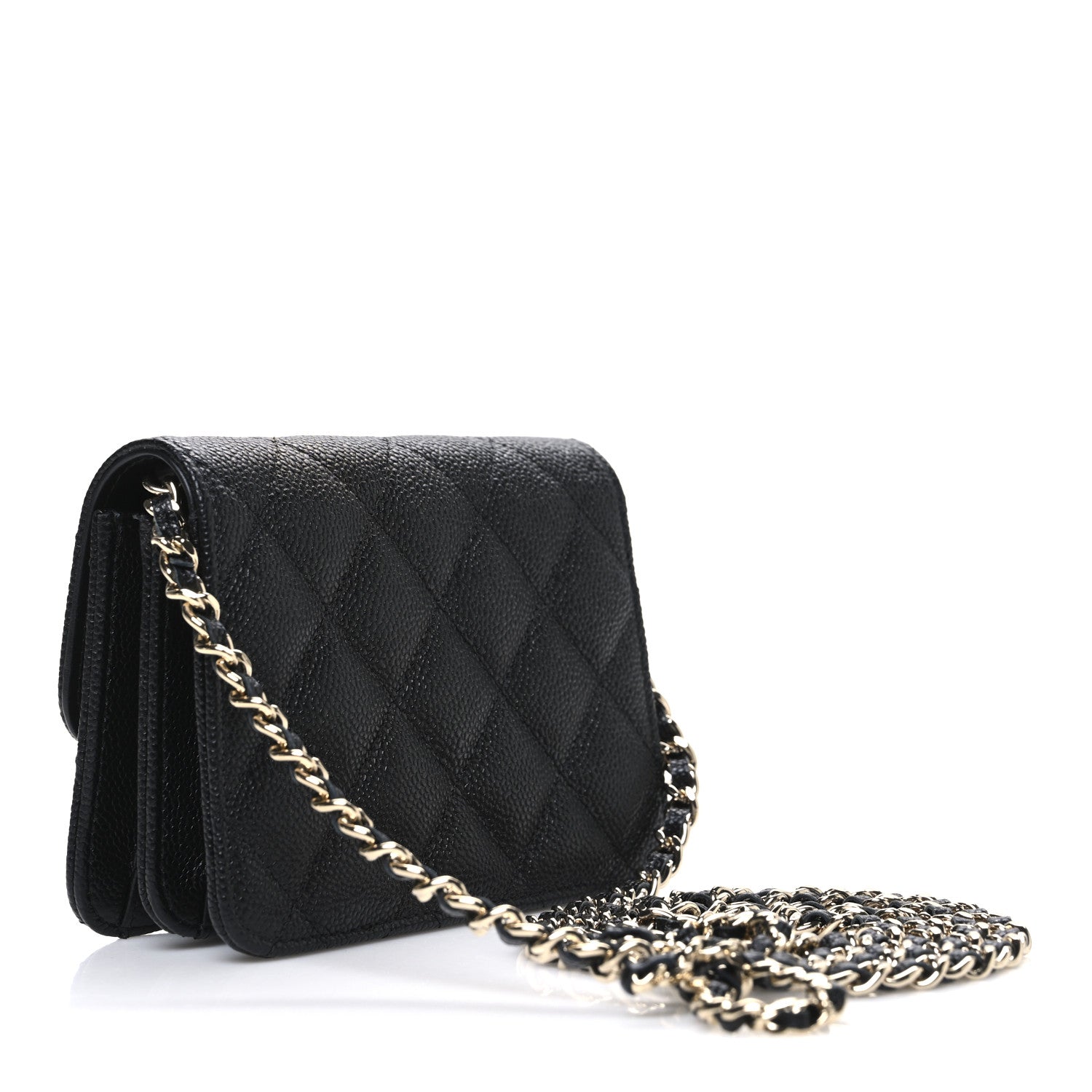 Chanel Caviar Quilted Mini Ribbon Wallet On Chain WOC Black 3 of 11