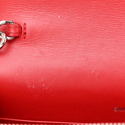 Saint Laurent Calfskin Crocodile Embossed Monogram Sunset Chain Wallet Rouge Eros 8 of 11