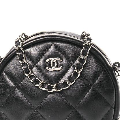 Chanel Lambskin Quilted Round Clutch With Chain Black 8 of 11