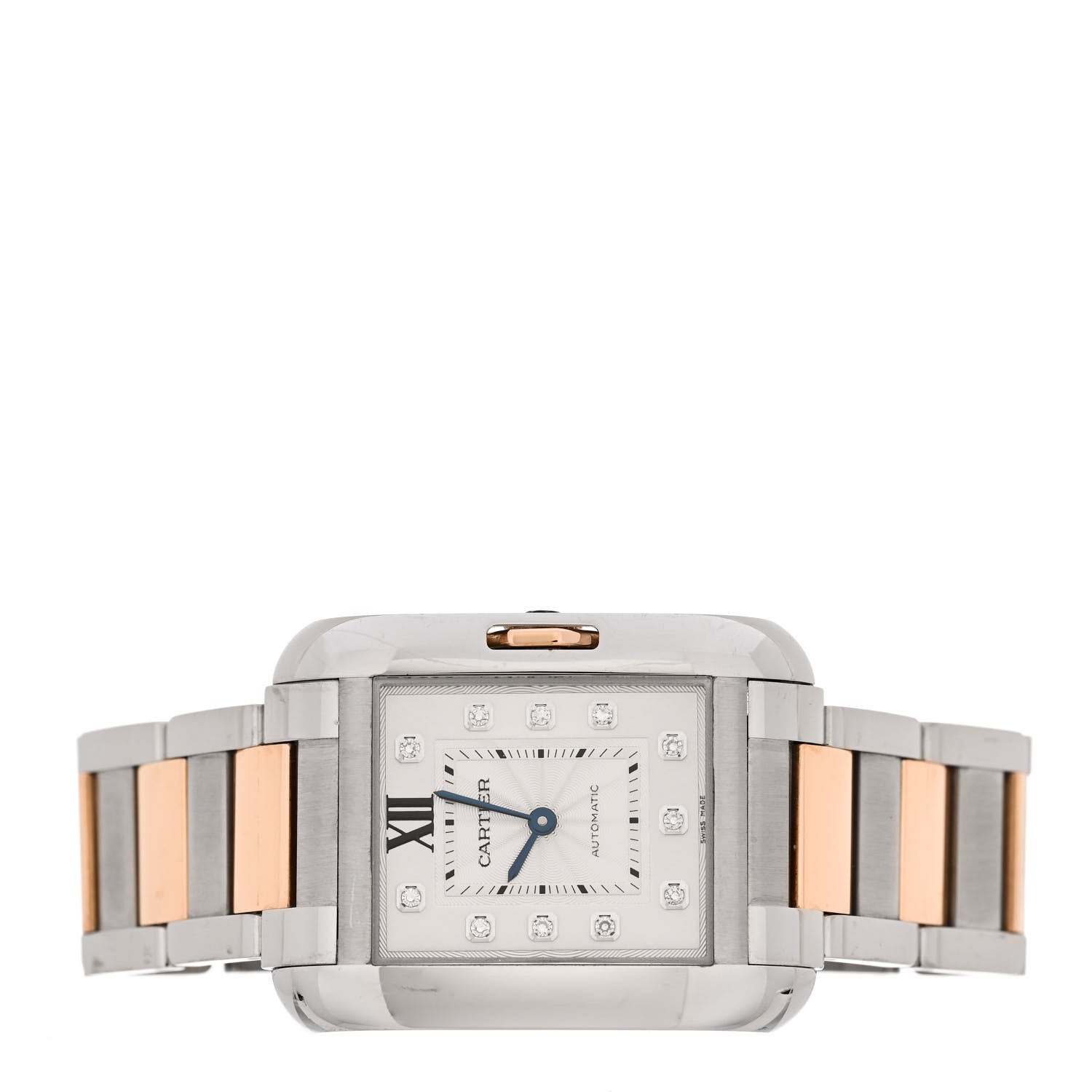Cartier Stainless Steel 18K Pink Gold Diamond 30mm Tank Anglaise Automatic Watch 2 of 5