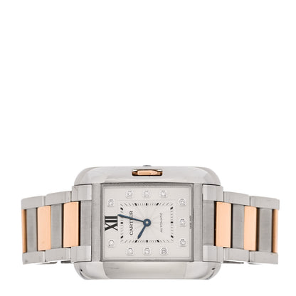 Cartier Stainless Steel 18K Pink Gold Diamond 30mm Tank Anglaise Automatic Watch 2 of 5