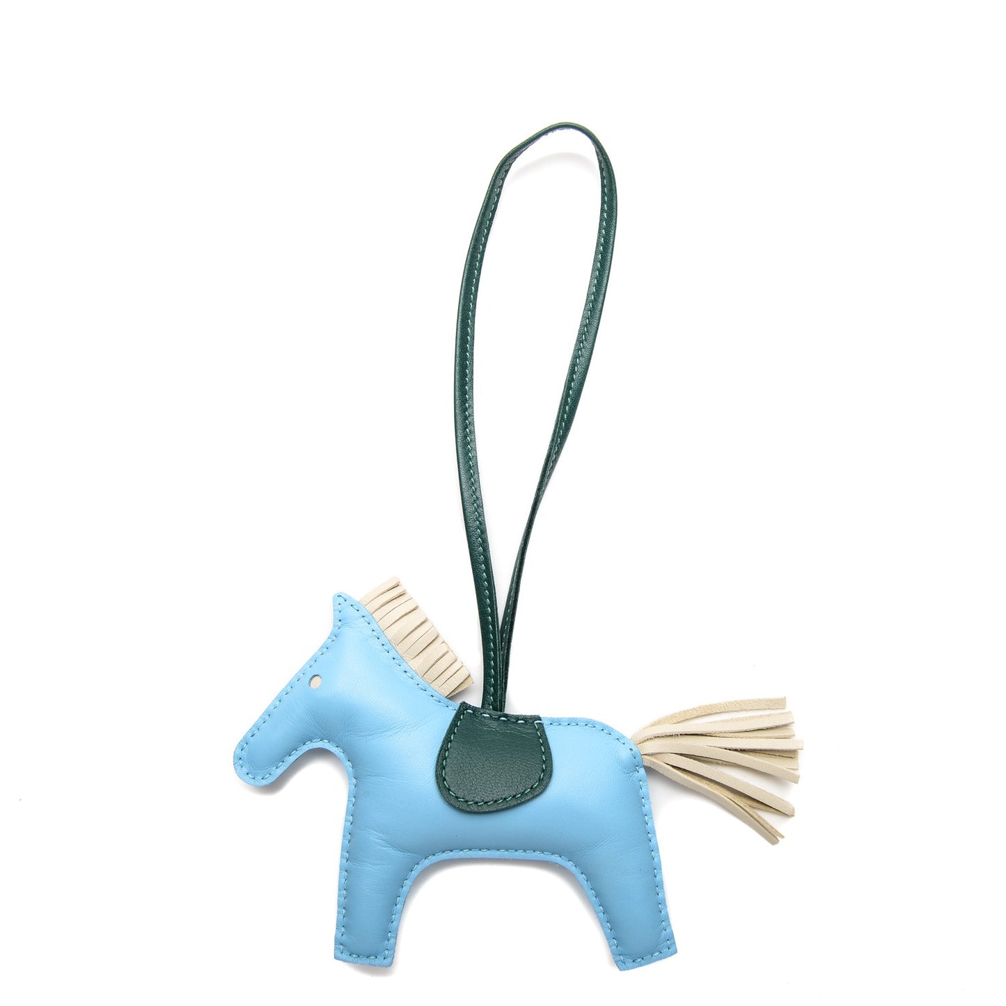 Milo Lambskin Grigri Rodeo Horse Bag Charm MM Celeste Malachite Craie
