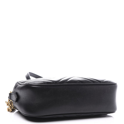 Gucci Calfskin Matelasse Small GG Marmont Chain Shoulder Bag Black 3 of 10