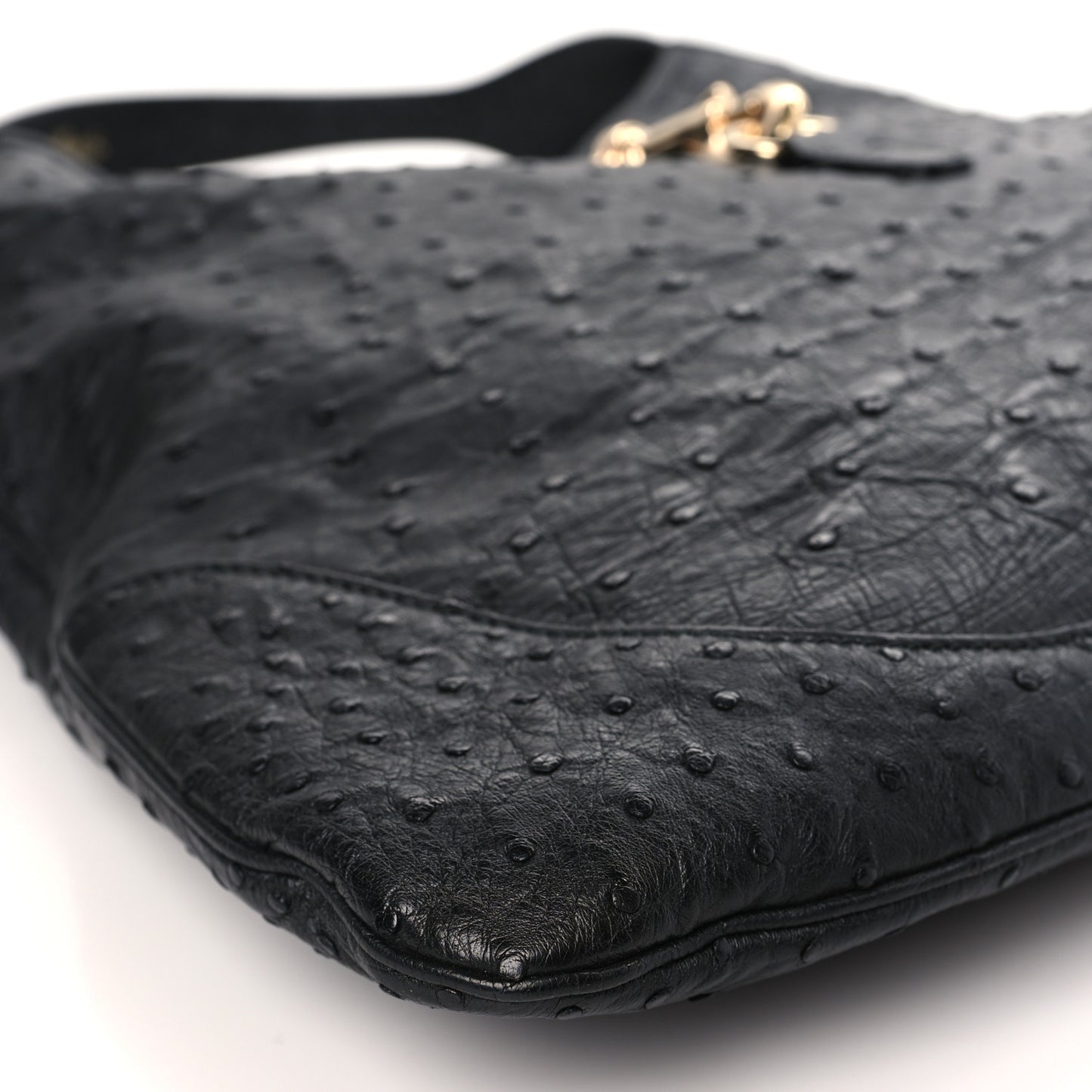 Ostrich Large Jackie Hobo Black