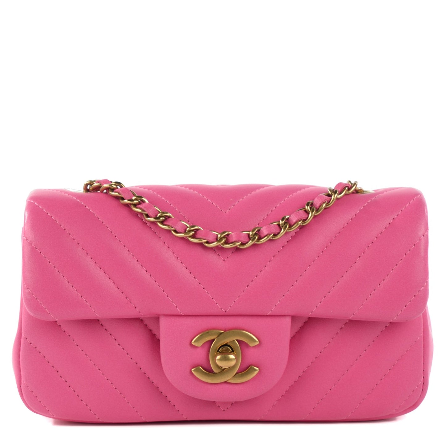 Lambskin Chevron Quilted Extra Mini Flap Pink