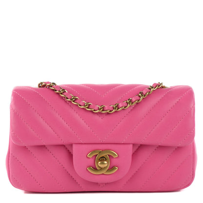 Chanel Lambskin Chevron Quilted Extra Mini Flap Pink 1 of 8