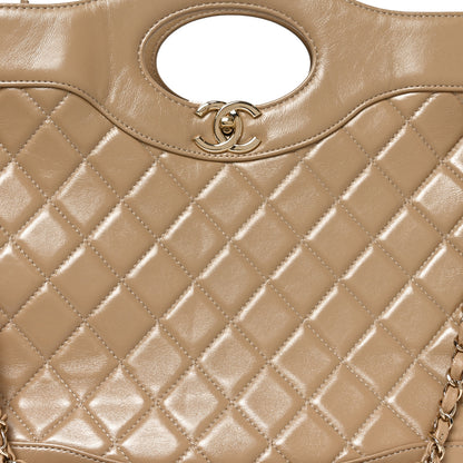 Chanel Shiny Crumpled Calfskin Quilted Large 31 Shopping Bag Beige 8 of 10